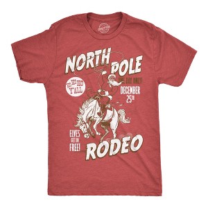 Mens Funny T Shirts North Pole Rodeo Sarcastic Christmas Graphic Novelty Tee For Men - Crazy Dog Men's T Shirt Gift For Christmas - 1 of 4