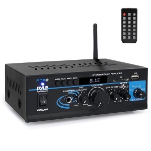 Pyle PTA2 Mini Stereo Power Amplifier with Bluetooth, USB/SD, and FM Radio - 2 x 40 Watt - 1 of 4