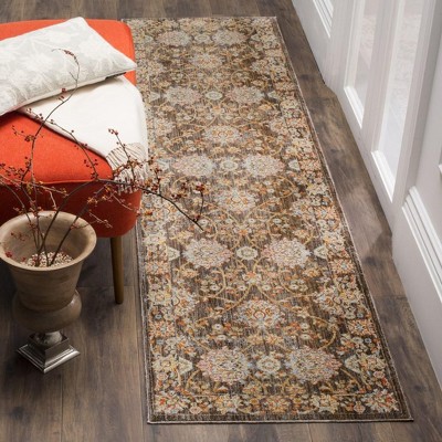 Vintage Persian Brown and Multicolor Synthetic Runner Rug, 2'2" x 8'