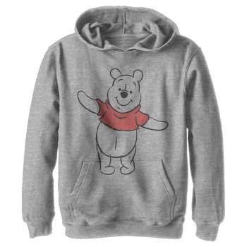 Boy's Winnie the Pooh Bear Sketch With Red Shirt Pull Over Hoodie