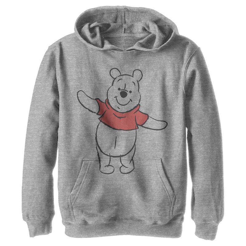 Boy's Winnie the Pooh Bear Sketch With Red Shirt Pull Over Hoodie, 1 of 5