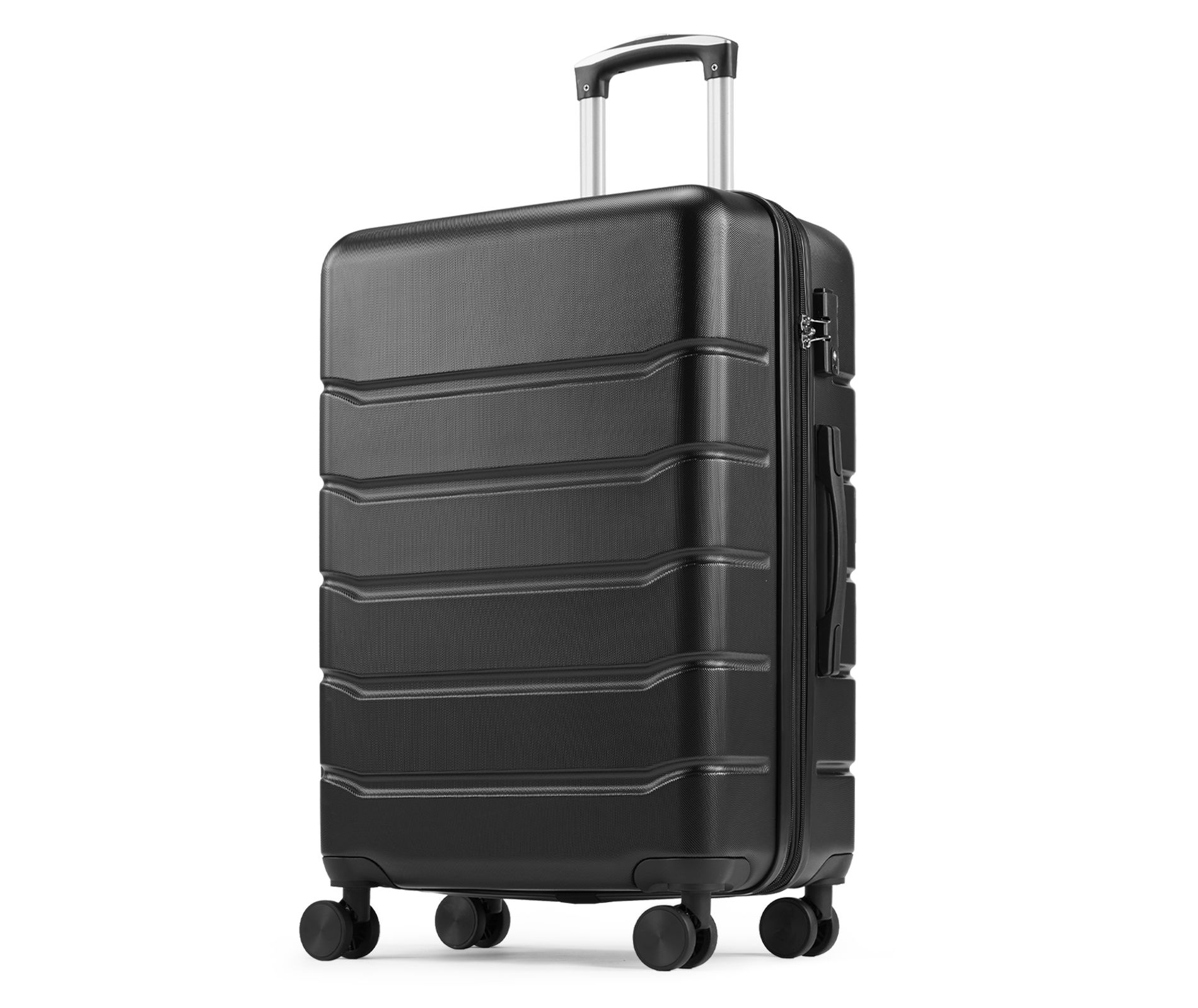 Syemin Luggage, Expandable Carry-On Suitcase with Dual Spinner Wheels and TSA Lock, Hard Shell for Business, Vacation, Travel, Black, 13"*9"*21.5"