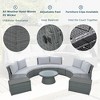 10 PCS Patio PE Rattan Half Round Conversation Set, Outdoor All-weather Wicker Sectional Sofa Set, Light Gray-ModernLuxe - image 4 of 4