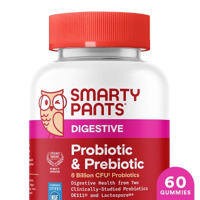 SmartyPants Adult Prebiotic & Probiotic Gummies for Digestive & Immune Support - 60ct