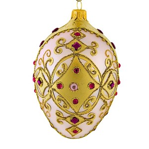 Miss Christmas 5.5 Inch Soft Pastel Pink And Gold Faberge Egg Christmas Tree Ornament , Christmas Decor Christmas Holiday Easter (1PC) - 1 of 4
