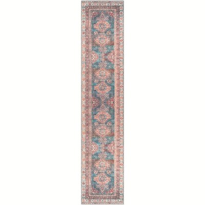Mark & Day McCordsville 2'7"x12' Runner Washable Woven Indoor Area Rugs Coral: Stain-Resistant, Traditional Medallion Design