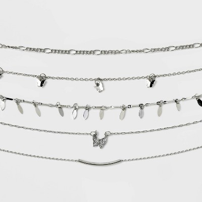 Butterfly Choker Necklace Set 5pc - Wild Fable™ Silver : Target