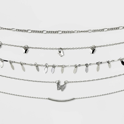 Silver butterfly online necklace choker