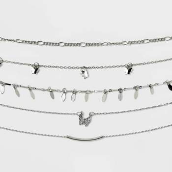 Butterfly Choker Necklace Set 5pc - Wild Fable™ Silver
