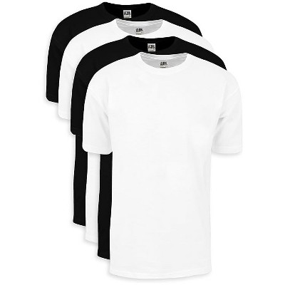 4 Pack Shaka Wear Men's Max Heavyweight Short Sleeve Crew Neck T-Shirt - Black and White