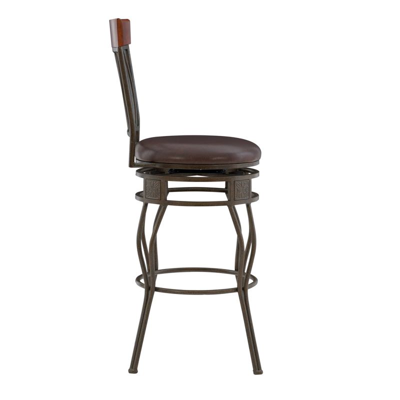 30&#34; Flynn Faux Leather Padded Swivel Seat Barstool Bronze - Linon, 5 of 13