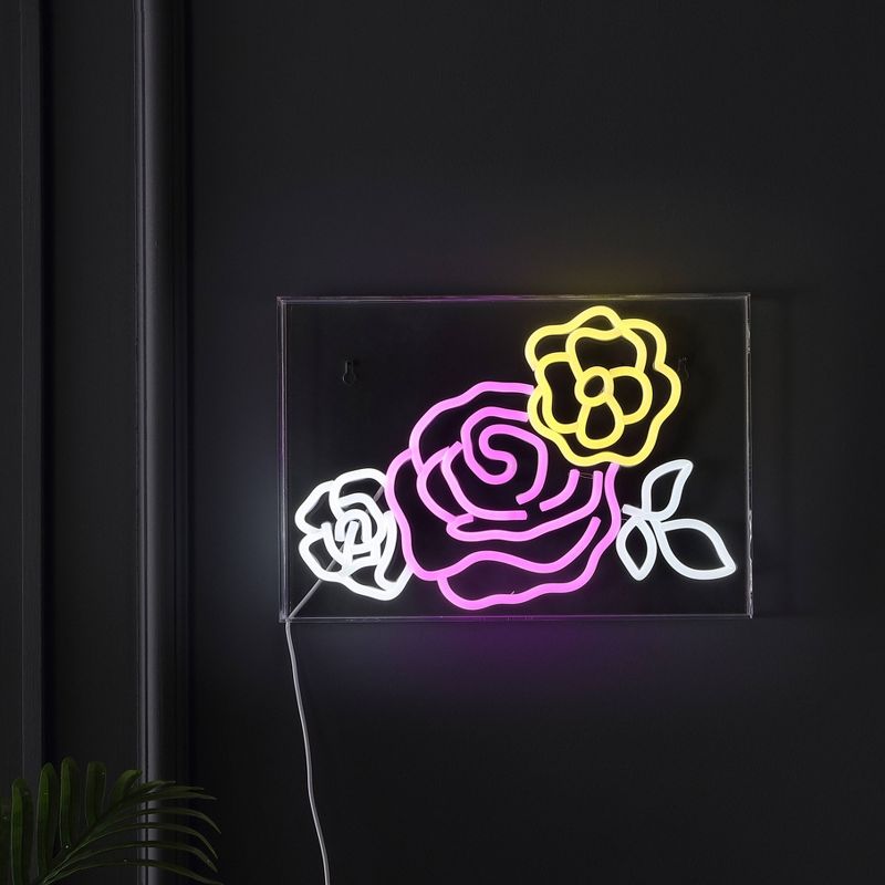 15&#34; x 10.3&#34; Crowd of Roses Contemporary Acrylic Box USB Operated LED Neon Light Pink/White/Yellow - JONATHAN Y, 5 of 8