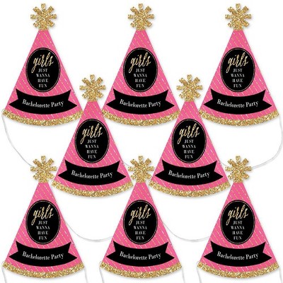 Big Dot of Happiness Girls Night Out - Mini Cone Bachelorette Party Hats - Small Little Party Hats - Set of 8