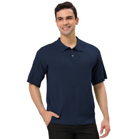 Navy blue color short sleeves polo for men