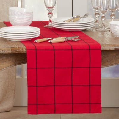 Red and Black Plaid Cotton Table Runner