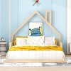 Streamdale Full Size Wood Floor Bed with House-shaped Headboard, Natural - 3 of 4