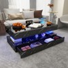 Buenhomino 47in High Glossy LED Coffee Table,Modern Coffee Tables with Marbling Print, Modern  Double-Layer Center Tables w/LED Lights for Living Room - 3 of 4