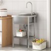 Stainless Steel Utility Sink - Freestanding Commercial Sink with Faucet & Shelf ( Silver) for Restaurant/Kitchen/Outdoor - 2 of 4