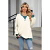 Women's Color Block Pullover Hoodie Oversized Round Neck Long Sleeve Cropped Sweatshirt Casual Streetwear Top - 3 of 3