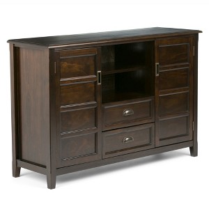 54" Solid Wood Tall Transitional TV Media Stand with Two Central Drawers, Ladder Framed Doors and Cord Management for Living Room and Bedroom - 1 of 4