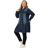Agnes Orinda Women's Plus Size Stand Collar Buttons Long Sleeve Raw Hem Long Denim Jackets - 3 of 4