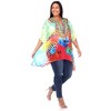 Plus Size Short Caftan with Tie-up Neckline - One Size Fits Most Plus - White Mark - 3 of 4