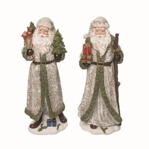 Transpac Large Resin Santa Figurines Set of 2 Colorful Christmas Decor for Tabletop Mantel Indoor Holiday Gifts - 1 of 1