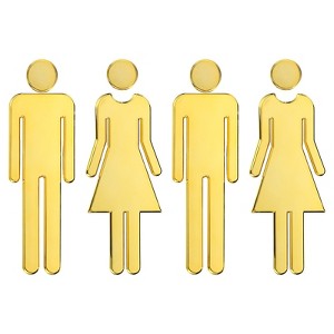 Unique Bargains Self-Adhesive Office Business Men Women Restroom Sign 2 Pairs - 1 of 4