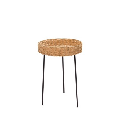 24" Rattan Round Accent Table Brown - Sagebrook Home