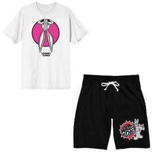 Looney Tunes Bugs Bunny Men's Short Sleeve Shirt & Sleep Shorts Set - 1 of 4