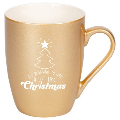 Elanze Designs It's Beginning To Look A Lot Like Christmas Vegas Gold 10 ounce New Bone China Coffee Cup Mug
