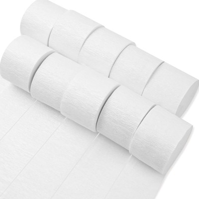 PartyWoo Crepe Paper Streamers White Pearl 10 Rolls 820 ft 1.8 Inch x 82 Ft Roll