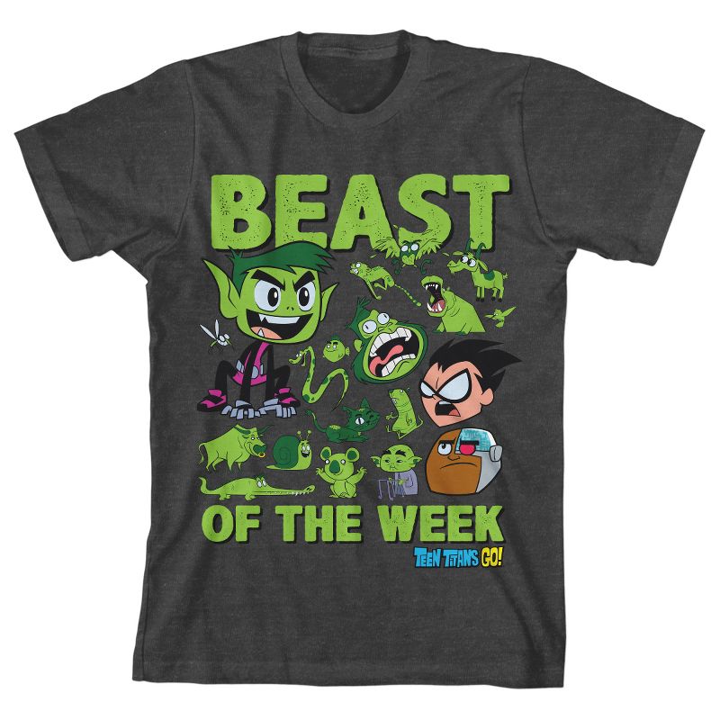 Teen Titans Go Beast of the Week Youth Charcoal Heather Graphic Tee, 1 of 3