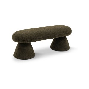 Meridian Furniture,Drum Faux Shearling Teddy Fabric Ottoman/Stool - 1 of 4