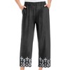 Collections Etc Embroidered & Scalloped Hem Elasticized Waist Capris - 4 of 4
