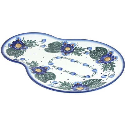 Blue Rose Polish Pottery Forget Me Not Oval Breakfast Plate