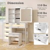 Costway Modern Vanity Desk with Sliding Mirror & Lights Stool 5 Drawers Hooks Open Storage - 3 of 4