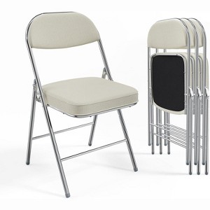VINGLI Folding Chairs, Padded Seat & Backrest, Metal Frame, Durable Corduroy Fabric, 350 lbs Capacity - 1 of 4