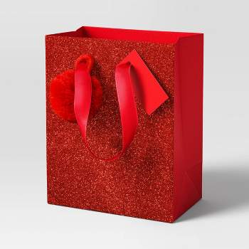 Petite Glittered Christmas Gift Bag Red - Wondershop™
