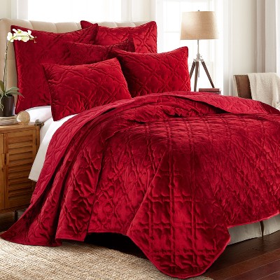 Caserta Red Velvet Quilted Euro Sham