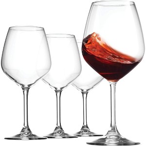 Bormioli Rocco 18oz Red Wine Glasses, Crystal Clear Star Glass, Laser Cut Rim For Wine Tasting, Elegant Glassware, Restaurant Quality, Set of 4 - 1 of 4