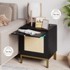 Whizmax Rattan End Table, Wood Nightstand with Tray for Living Room, Bedroom Side Table with Storage Shelf for Entryway, Small Spaces - 2 of 4