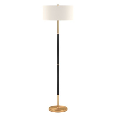 Hampton & Thyme 2-light Floor Lamp With Fabric Shade Matte Black/brass ...