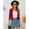 Clearlove Women's 3/4 Sleeve Open Front Cropped Cardigan Sweater Lightweight Knit Short Shrugs - 2 of 4