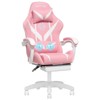 Hoffree Kids Massage Gaming Chair Ergonomic Office Chair with RGB Footrest Pink White - image 2 of 4