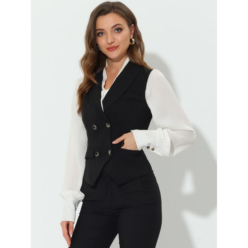 Allegra K Women's Lapel Collar Dressy Versatile Racerback Waistcoat Suit Vest, 2 of 7