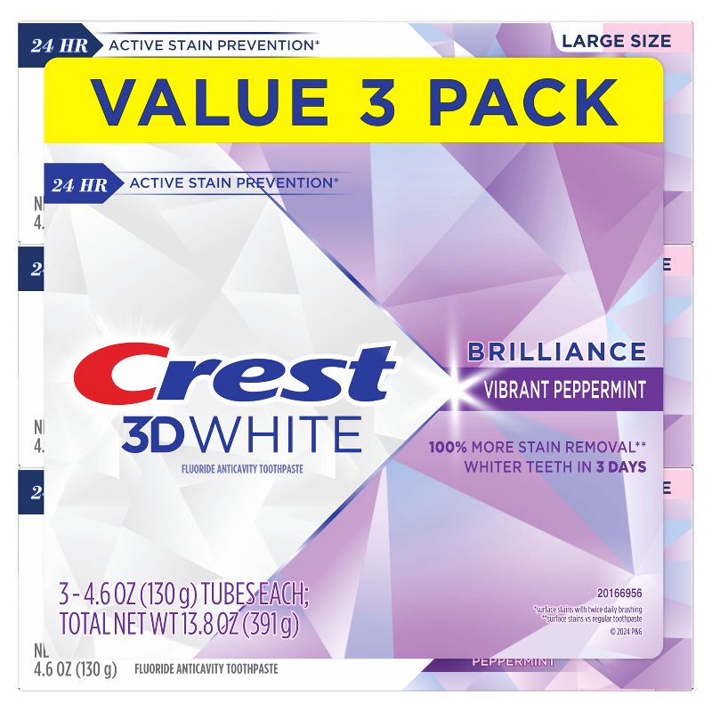 Crest 3D White Brilliance Vibrant Toothpaste - Peppermint - 4.6oz/3pk, 3 of 10