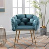 28.7'' Velvet Upholstered Modern Single Accent Chair with Gold Metal Legs, Multiple Color Options and Ergonomic Cotton Cushion - 3 of 4