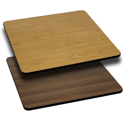 Flash Furniture Glenbrook 2 Pk. 42'' Square Table Top with Natural or Walnut Reversible Laminate Top