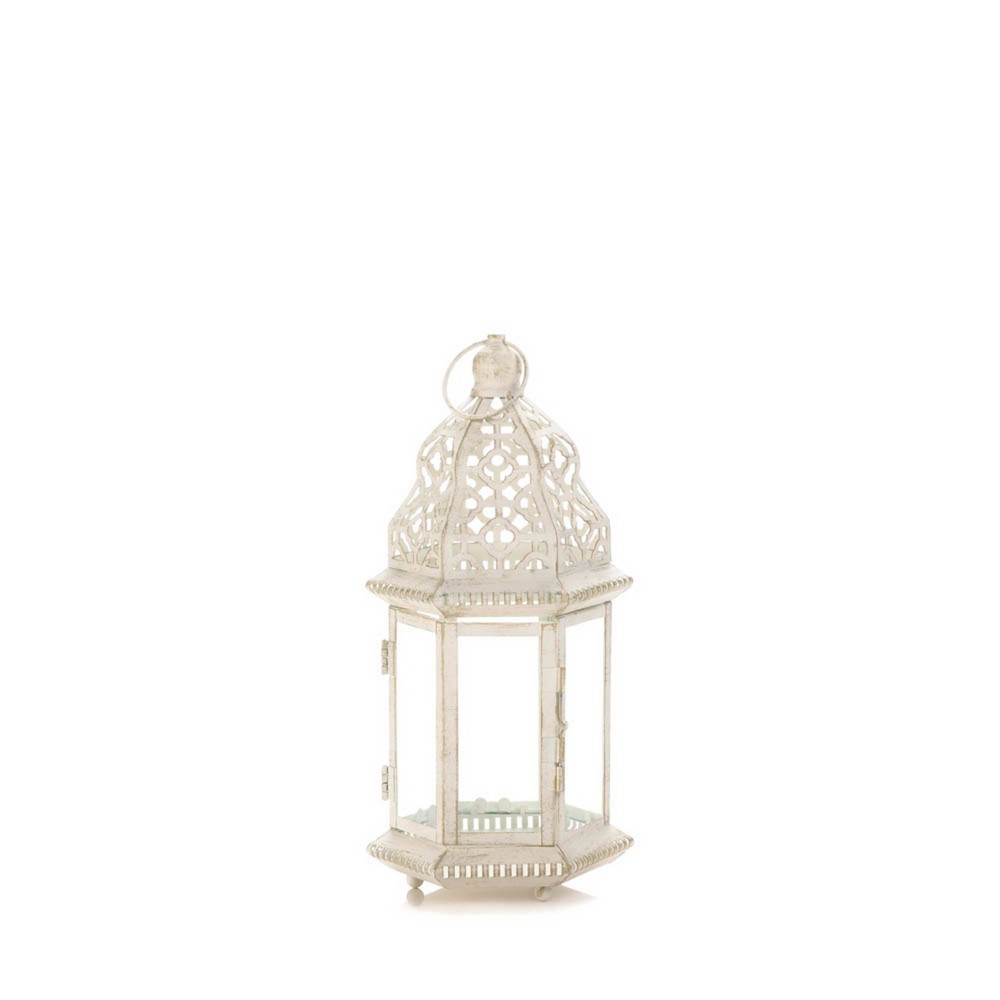 Photos - Figurine / Candlestick 12" Iron Sublime Outdoor Lantern Distressed White - Zingz & Thingz